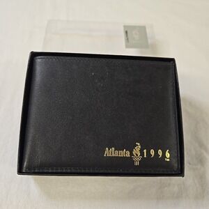 1996 Atlanta Olympic Games Black Leather Wallet Trifold Augustine NIB